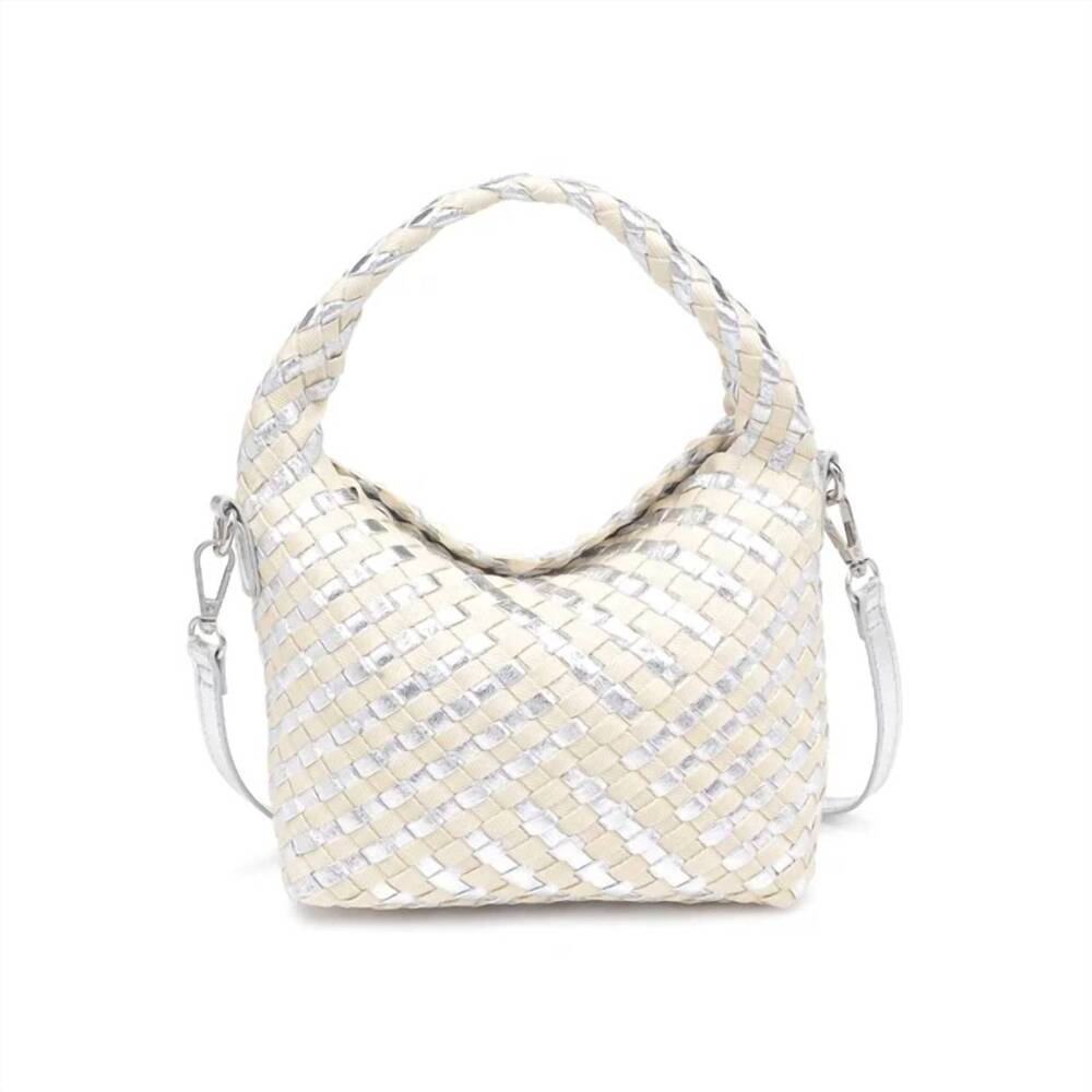 NEW MODA LUXE women's jessamine woven crossbody bag in silver